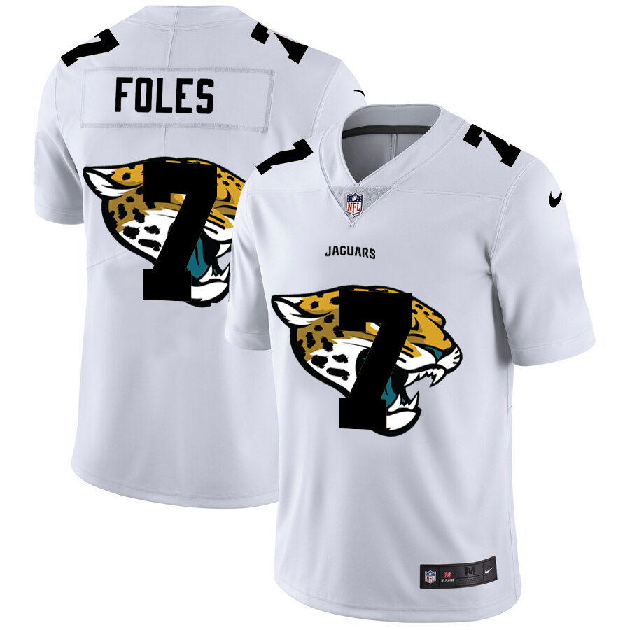 Men Nike Jacksonville Jaguars #7 Nick Foles White   Team Logo Dual Overlap Limited NFL Jersey->jacksonville jaguars->NFL Jersey